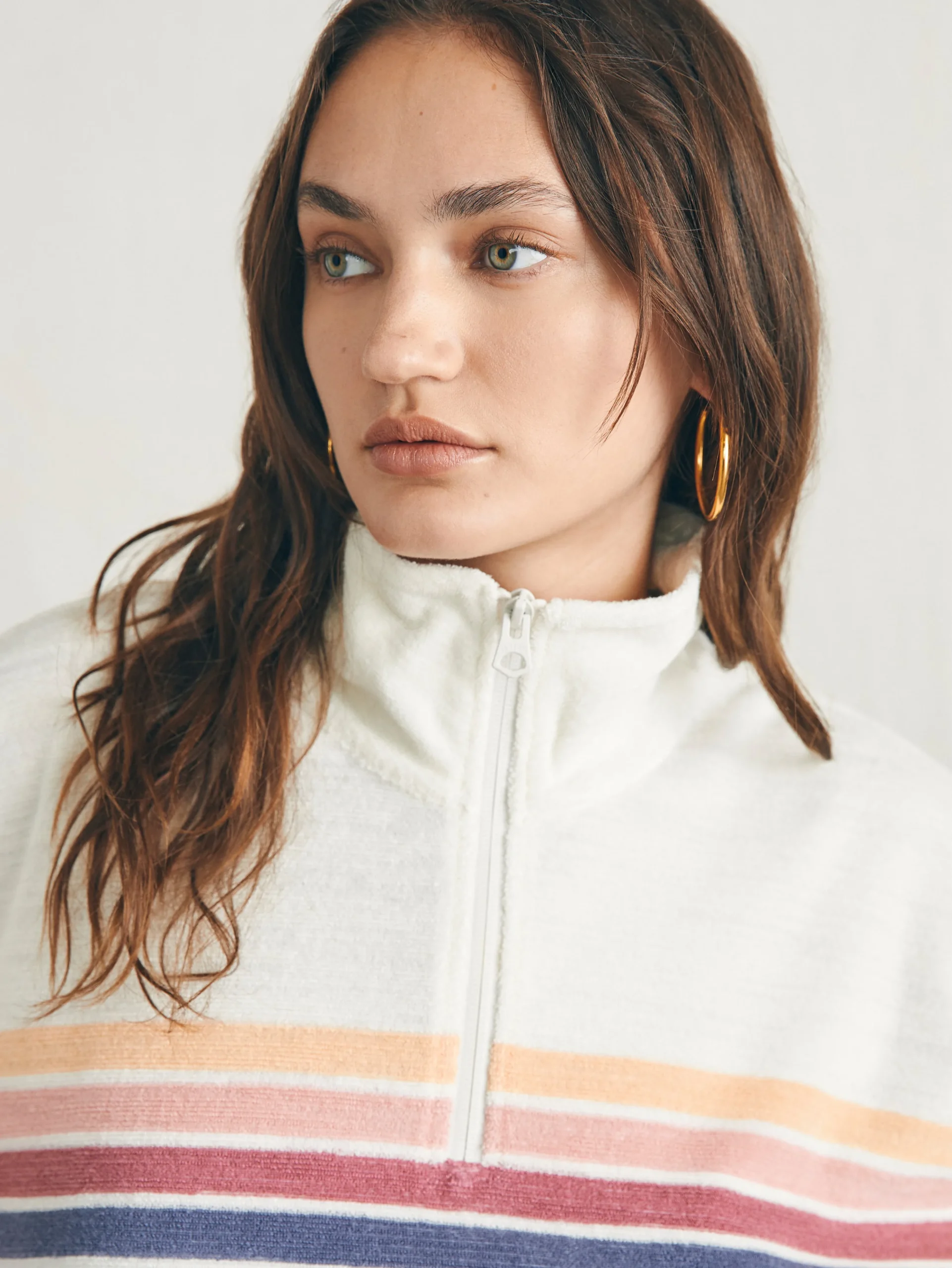 Discount Cabana Towel Terry Quarter Zip - Women Hoodies & Sweatshirts