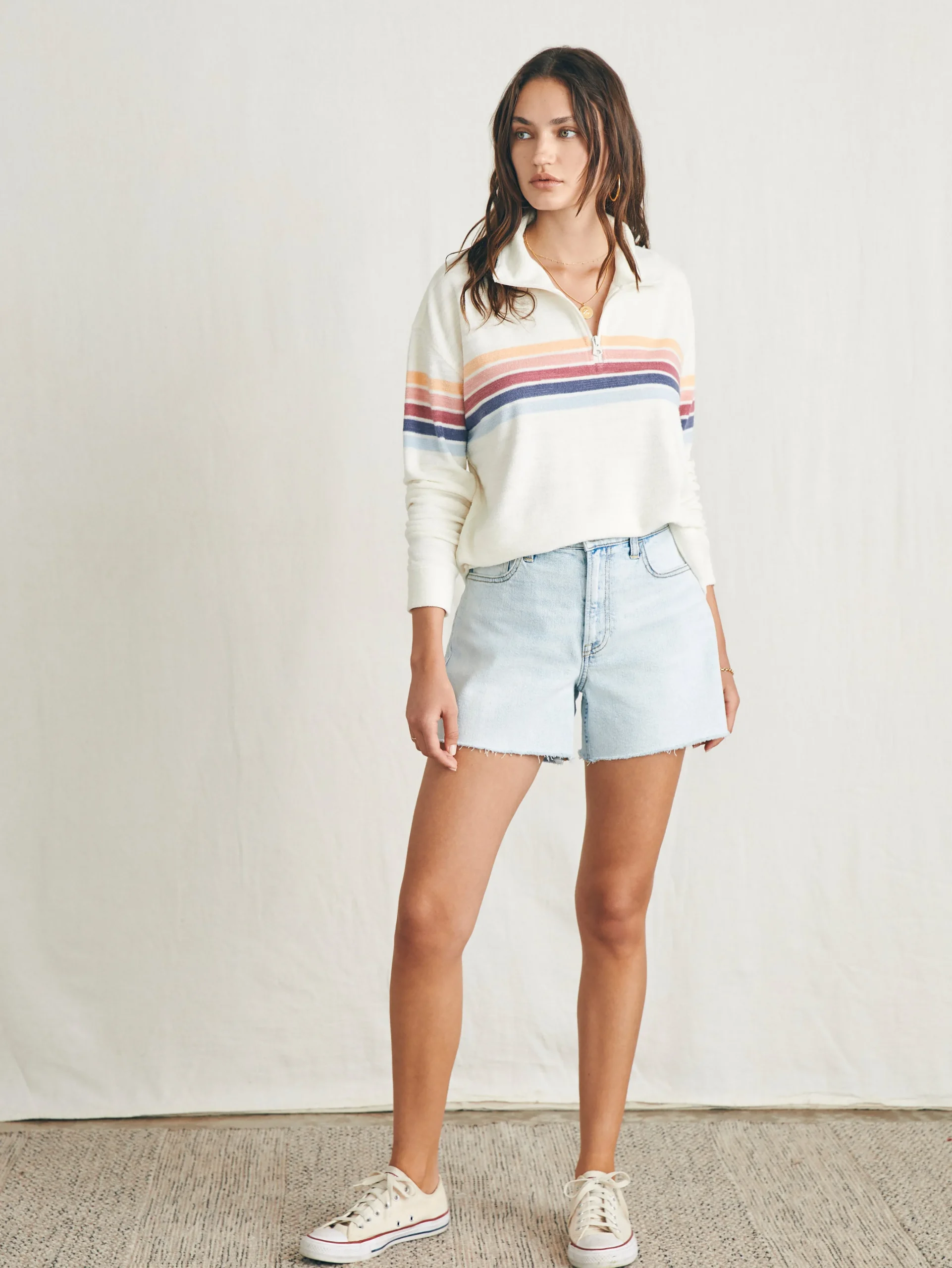 Discount Cabana Towel Terry Quarter Zip - Women Hoodies & Sweatshirts