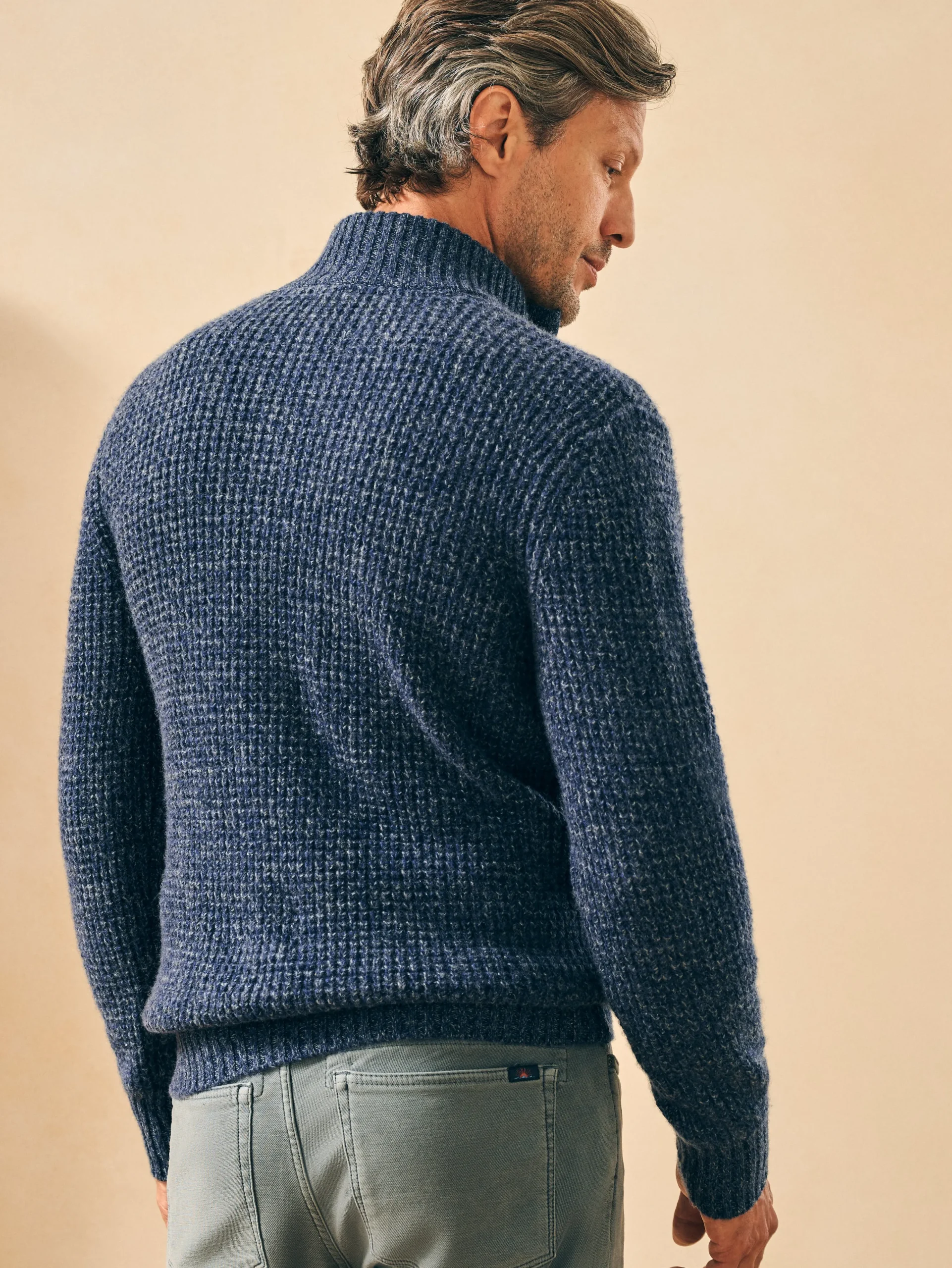 Online Cashmere Wool Quarter Button Sweater - Sweaters