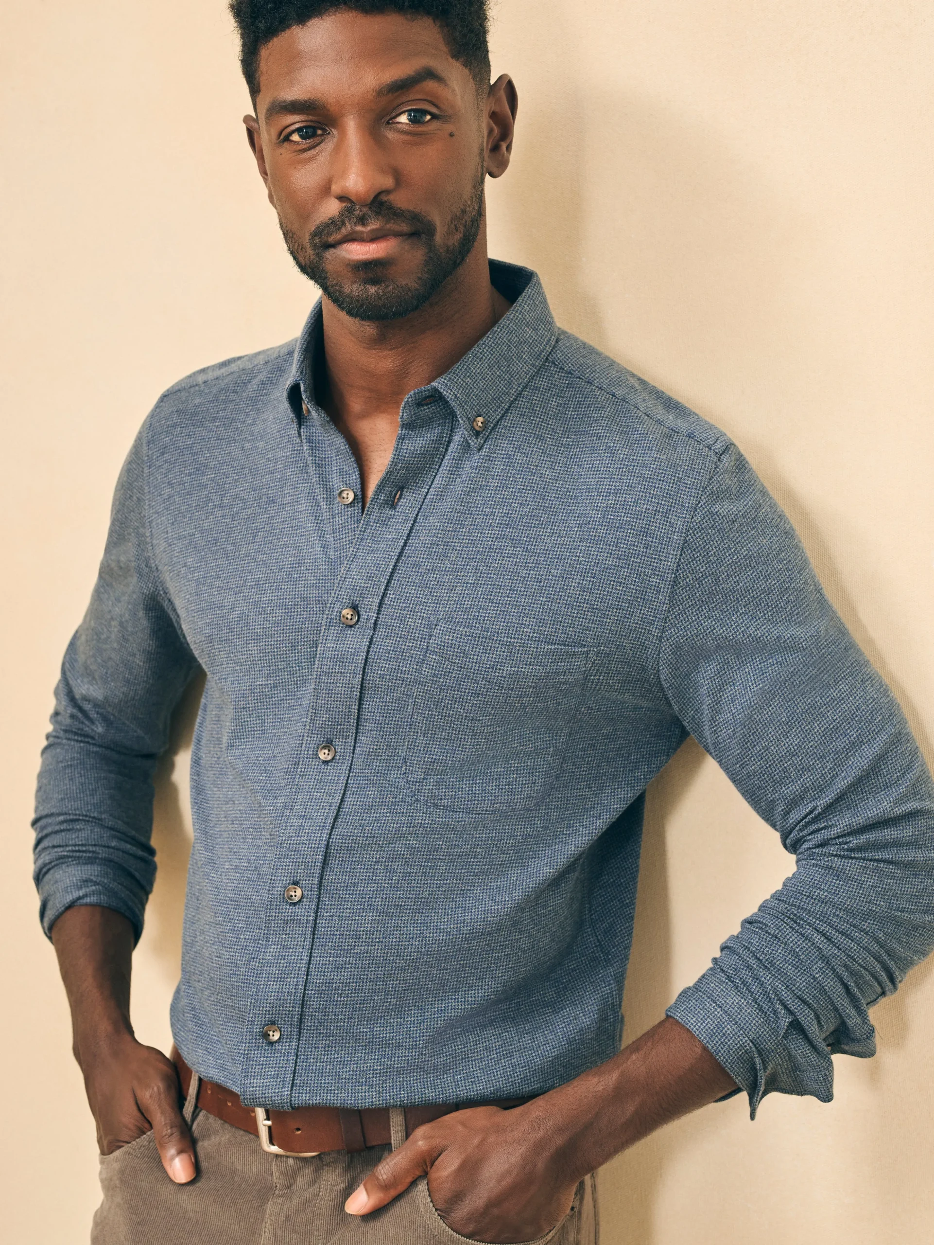 Outlet Houndstooth Knit Shirt - Shirts