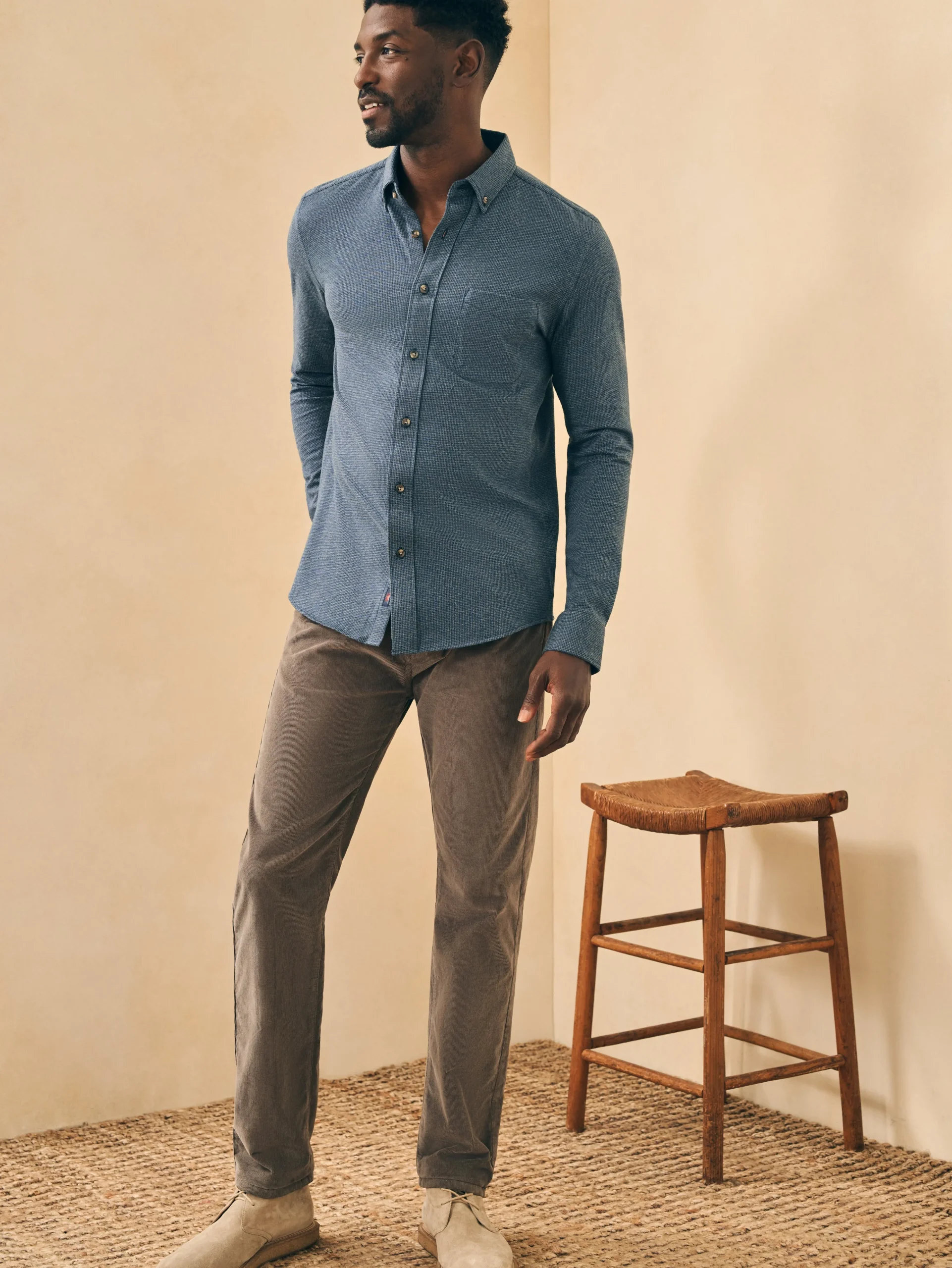 Outlet Houndstooth Knit Shirt - Shirts