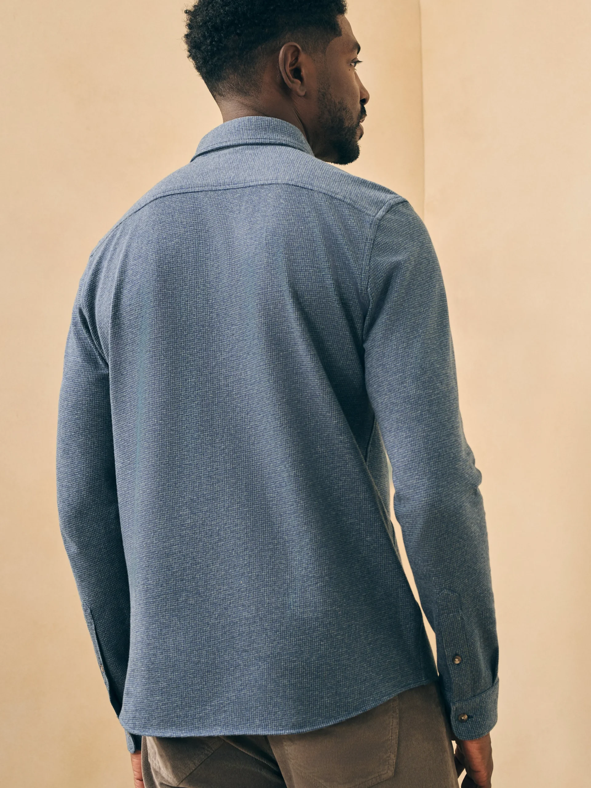 Outlet Houndstooth Knit Shirt - Shirts