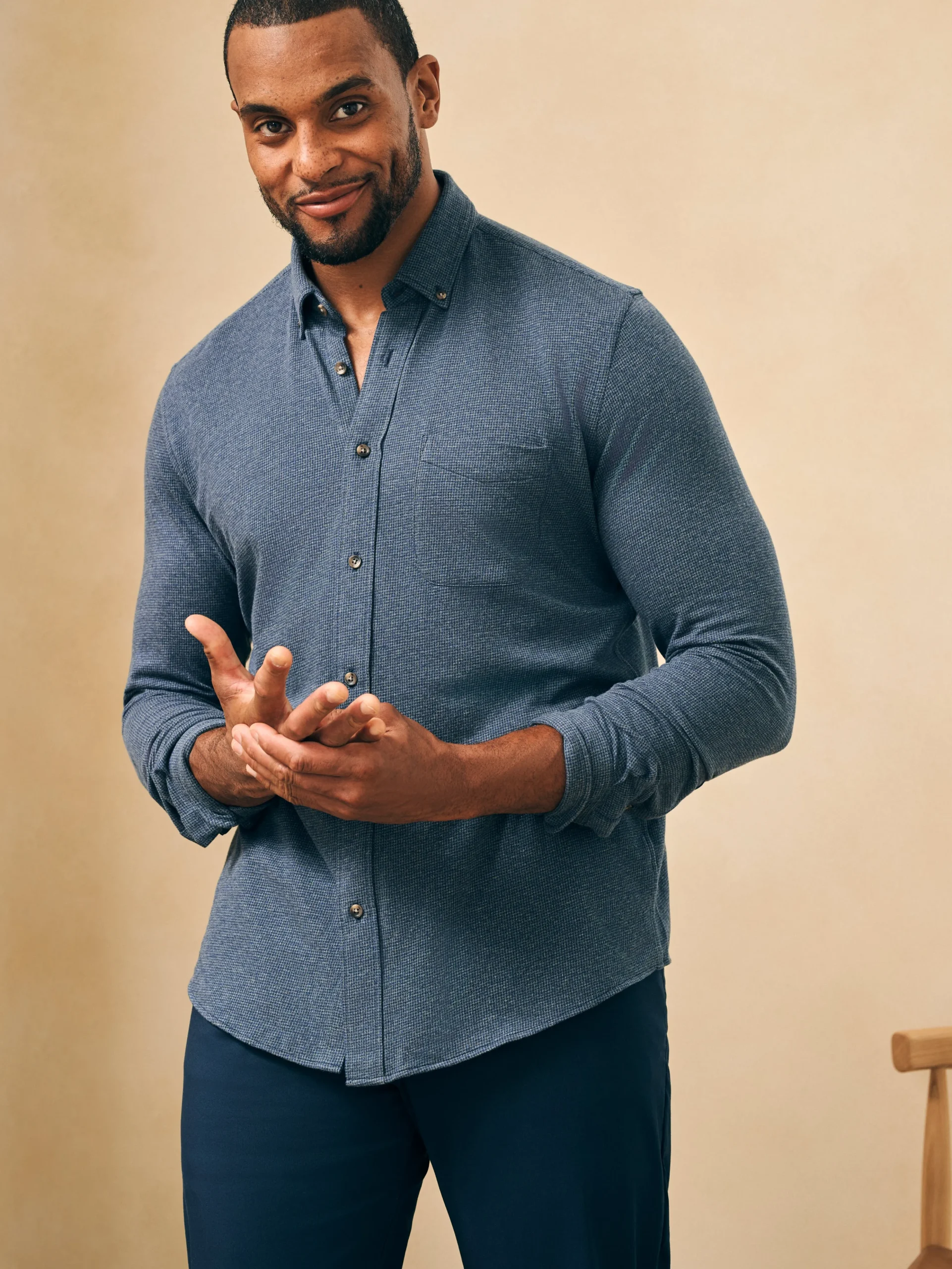 Outlet Houndstooth Knit Shirt - Shirts