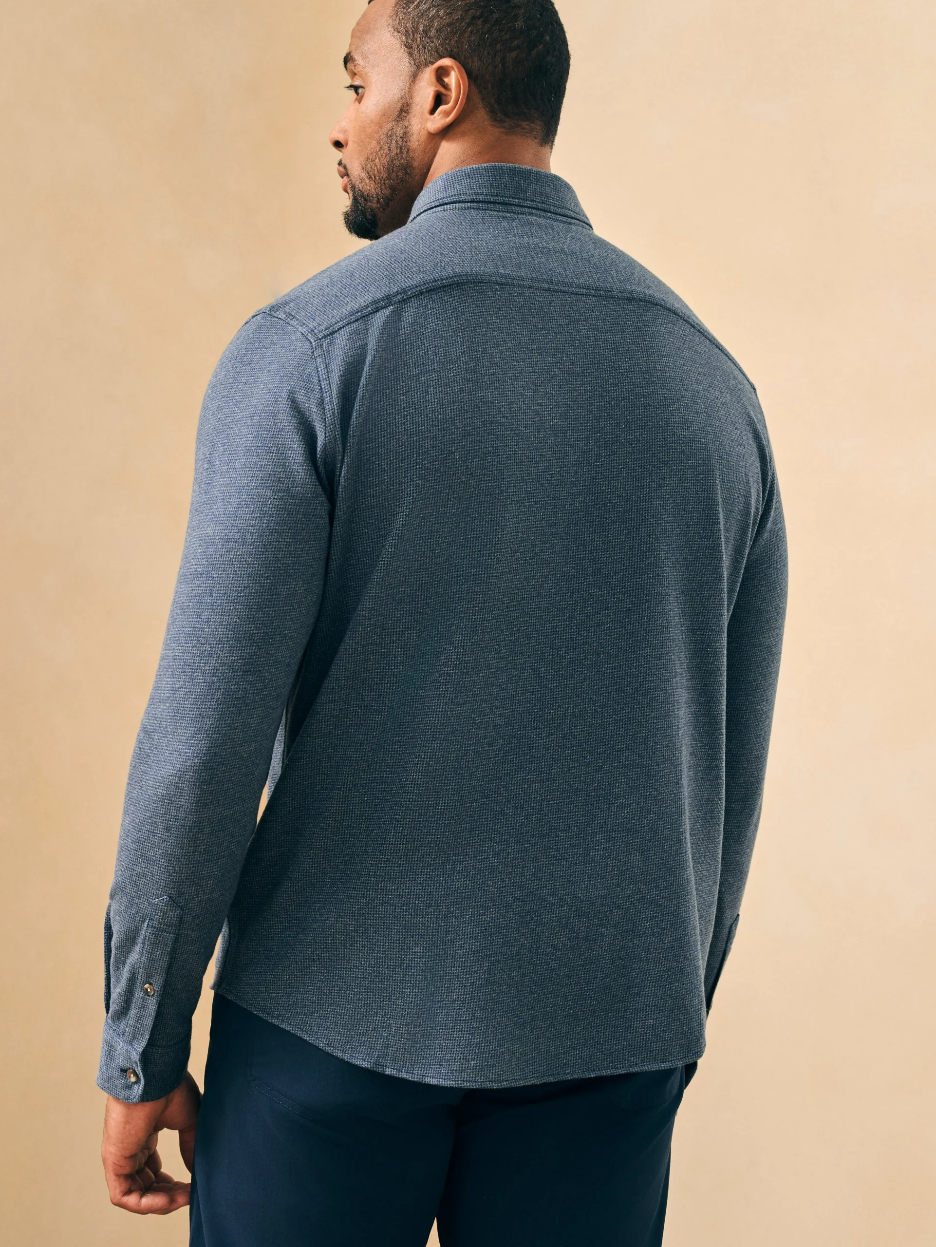 Outlet Houndstooth Knit Shirt - Shirts