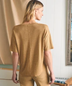 Fashion Oceanside Linen V-Neck Tee - Women T-Shirts