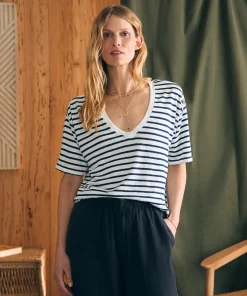 Online Oceanside Linen V-Neck Tee - Women T-Shirts