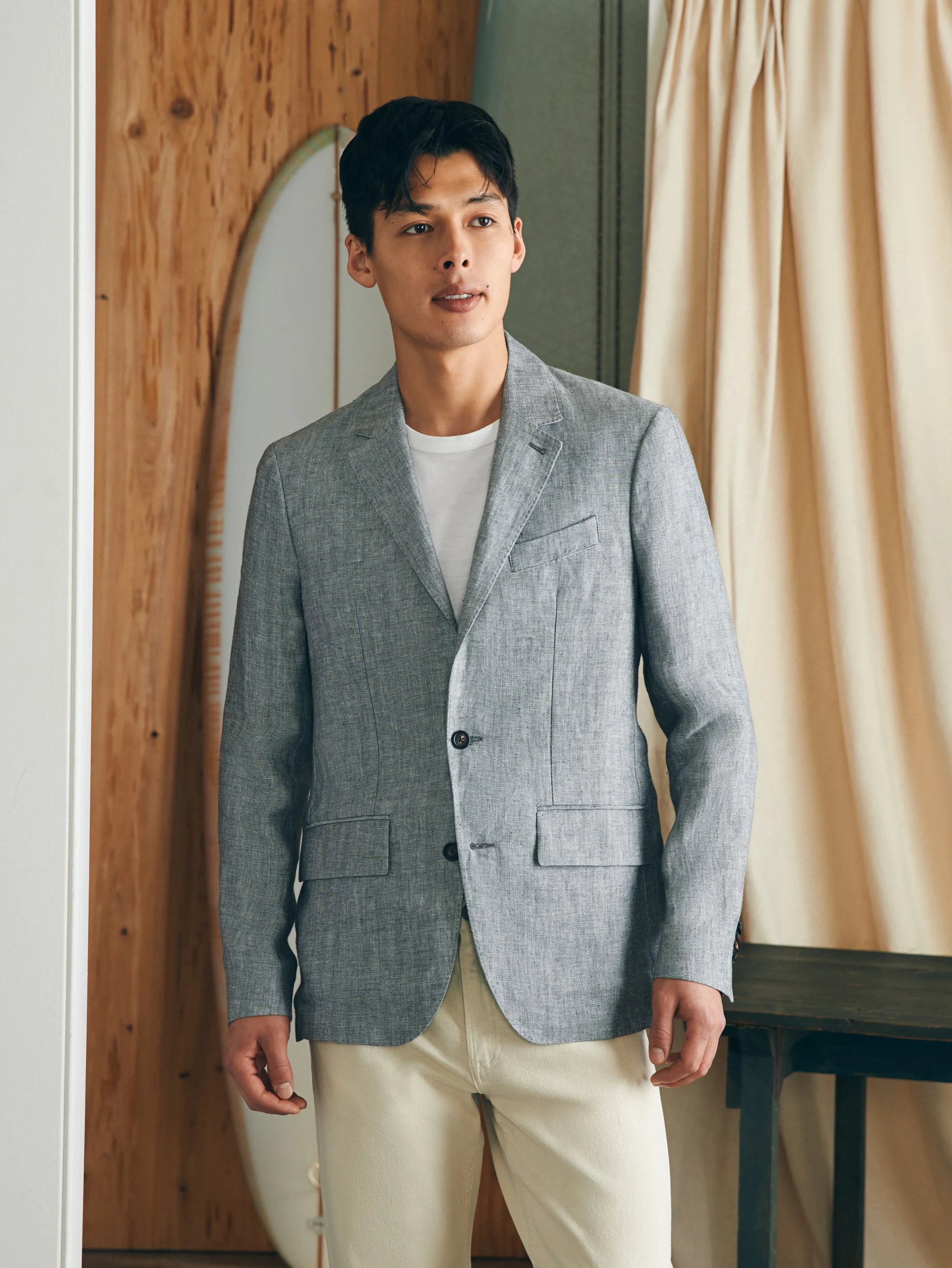 New Reserve Linen Herringbone Blazer - Blazers