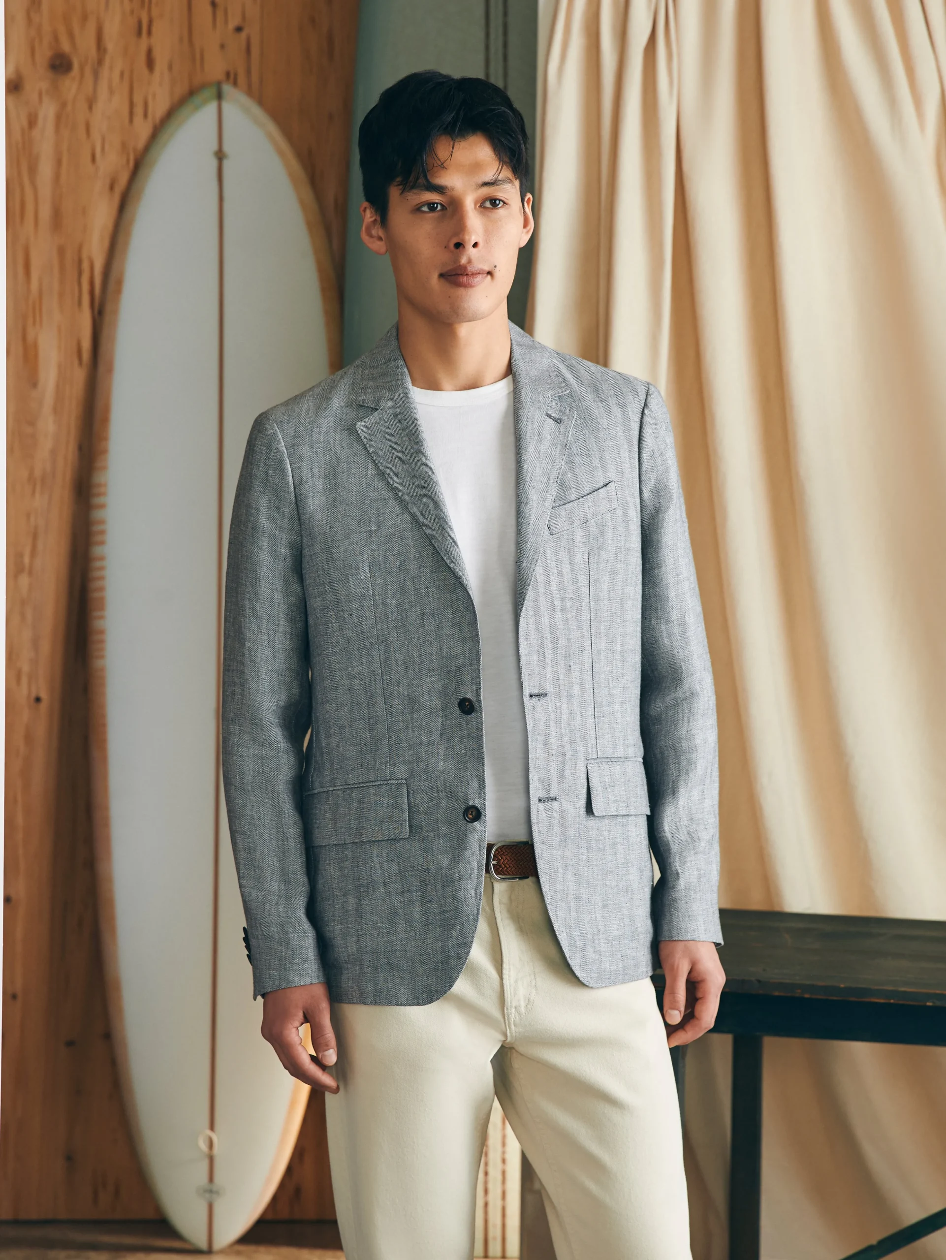 New Reserve Linen Herringbone Blazer - Blazers