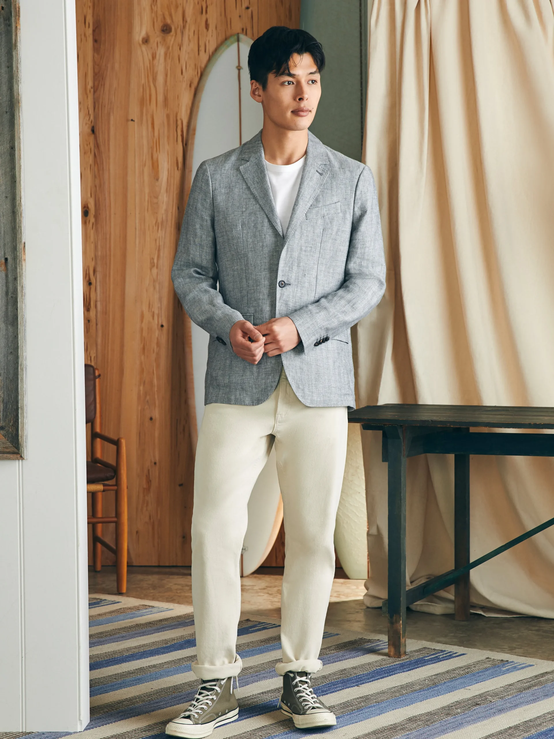 New Reserve Linen Herringbone Blazer - Blazers