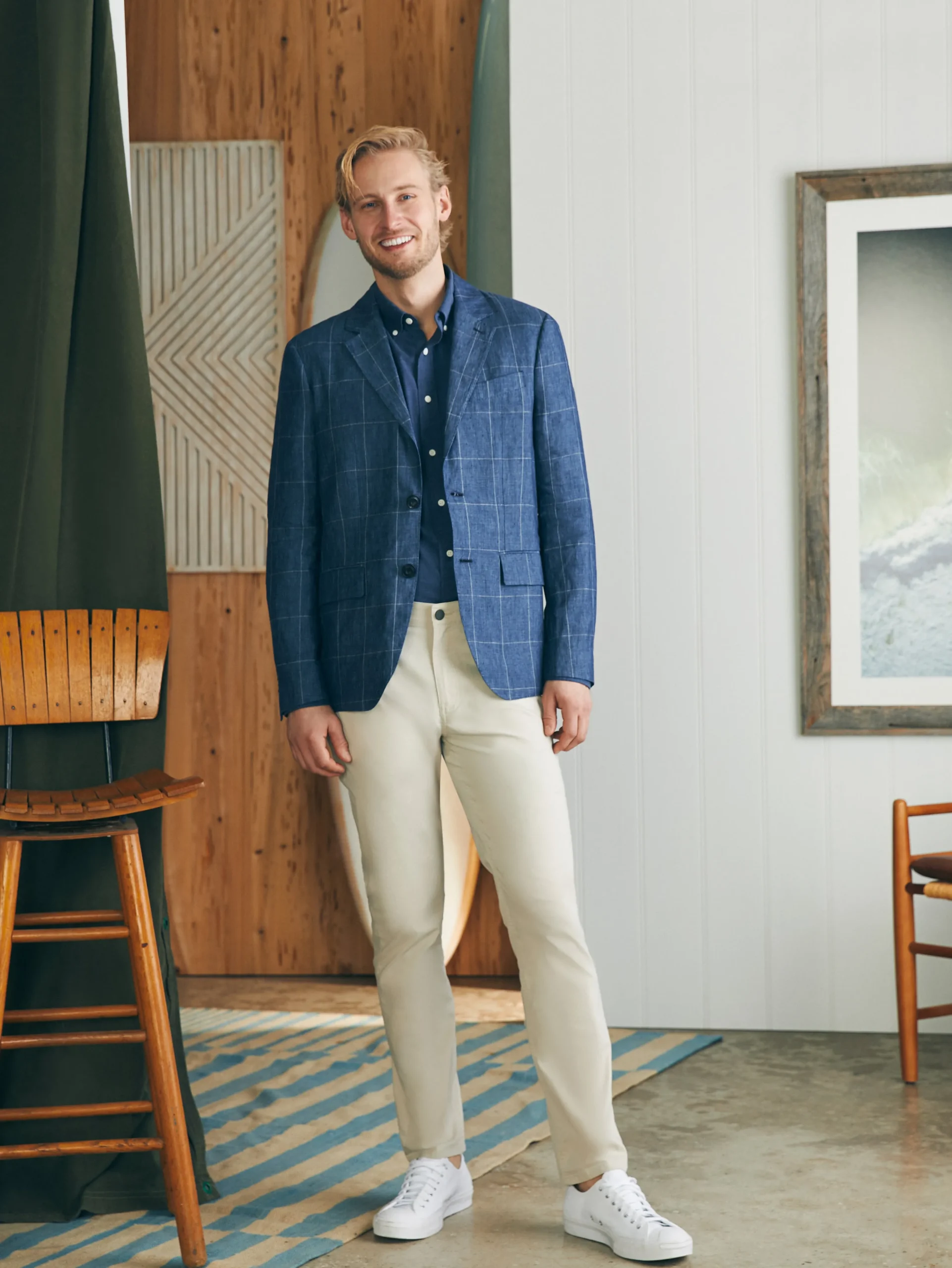 Sale Reserve Linen Windowpane Blazer - Blazers