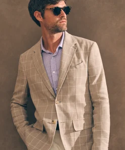 Clearance Reserve Linen Yarn Dyed Blazer - Blazers