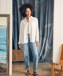 Clearance Stretch Oxford Relaxed Shirt - Women Shirts & Tops