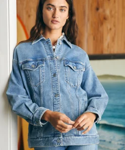 Best Stretch Terry Trucker Jacket - Women Blazers & Outerwear