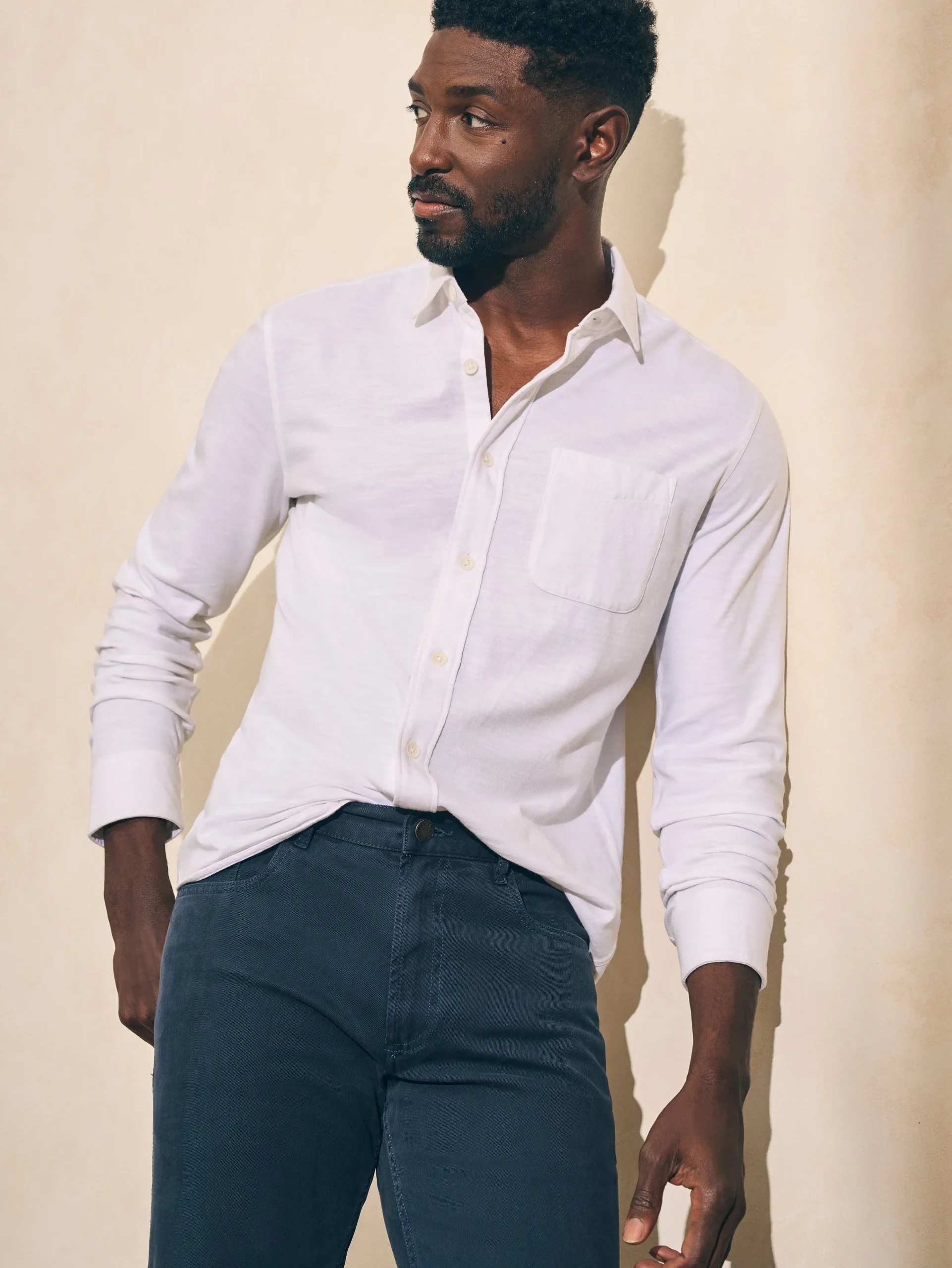 Fashion Sunwashed Knit Shirt (Single Pocket) (Tall) - Shirts