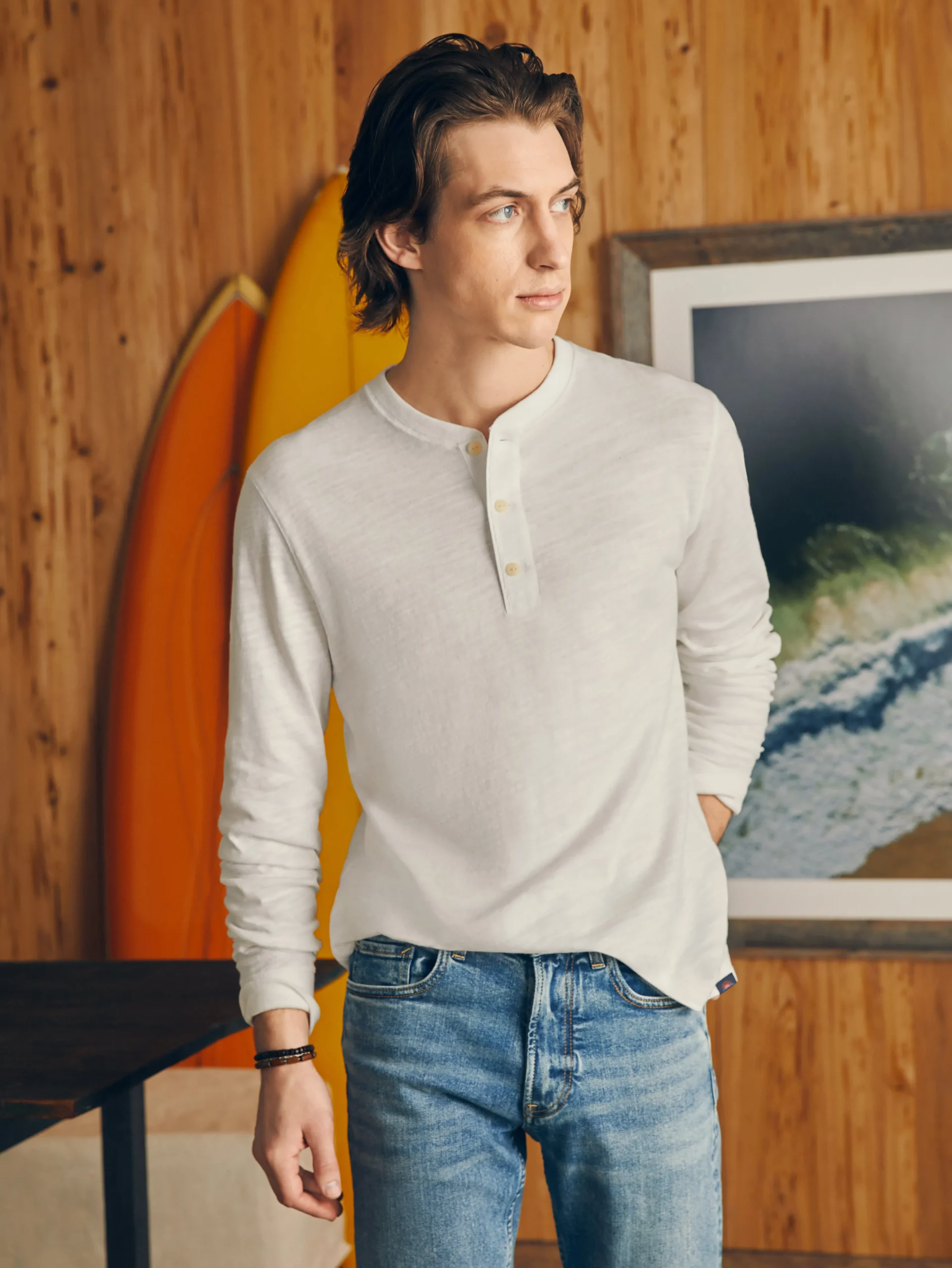 Fashion Sunwashed Slub Henley - T-Shirts & Henleys