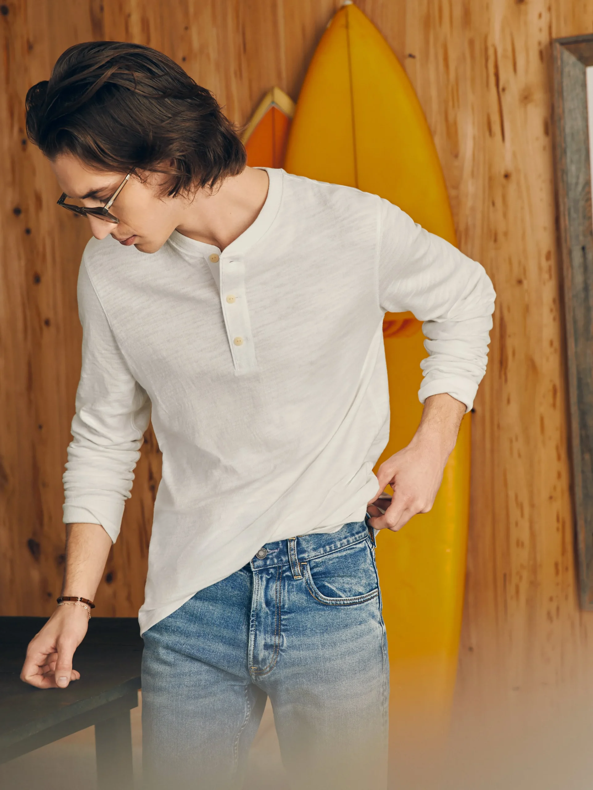 Fashion Sunwashed Slub Henley - T-Shirts & Henleys